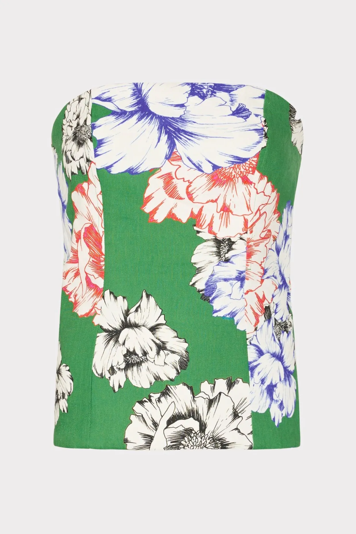 aiden_petals_in_bloom_str_0.webp Jumpsuits & Rompers-MILLY Aiden Petals In Bloom Strapless Top Green Multi