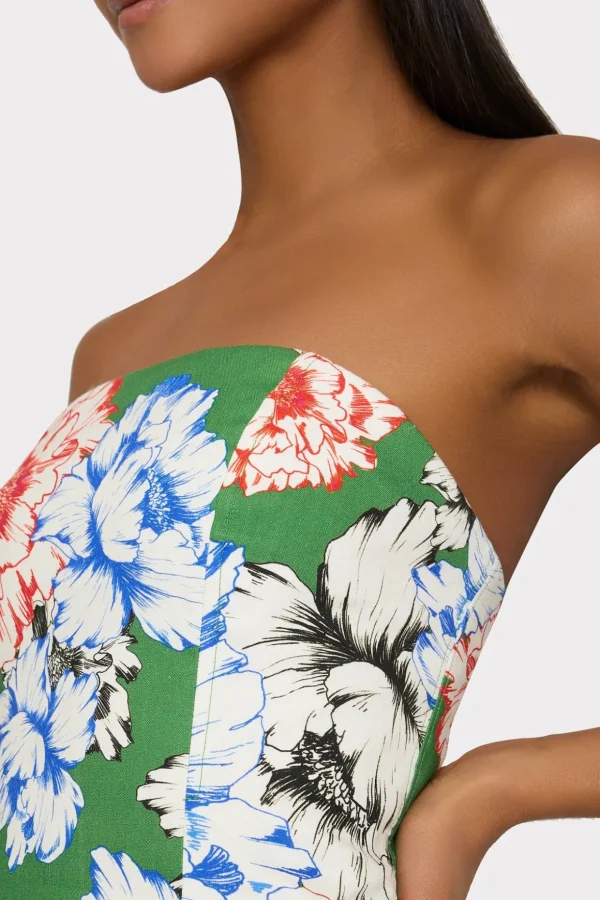 Jumpsuits & Rompers-MILLY Aiden Petals In Bloom Strapless Top Green Multi