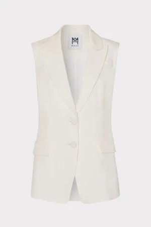 Matching Sets-MILLY Alba Sleeveless Blazer White