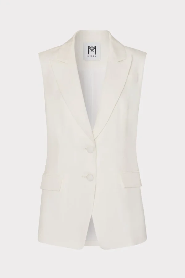 alba_sleeveless_blazer_0-3.webp Matching Sets-MILLY Alba Sleeveless Blazer White