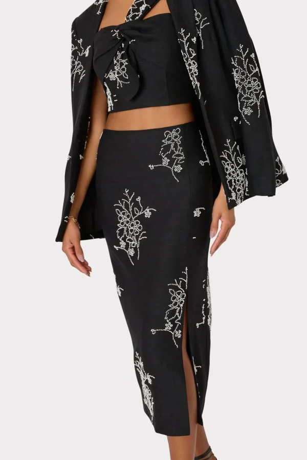 Coats & Jackets-MILLY Alexa Beaded Embroidery Blazer Black