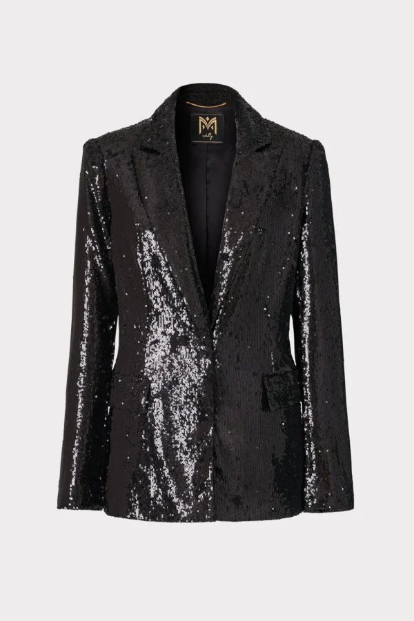 alexa_sequins_blazer_0.webp Coats & Jackets-MILLY Alexa Sequins Blazer Black