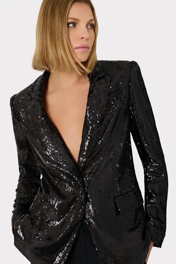 alexa_sequins_blazer_2.webp Coats & Jackets-MILLY Alexa Sequins Blazer Black