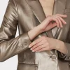 Coats & Jackets-MILLY Alexa Vegan Leather Blazer Silver