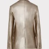 Coats & Jackets-MILLY Alexa Vegan Leather Blazer Silver