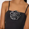 Guest Of Dresses-MILLY Allison 3D Rosette Cady Midi Dress Black