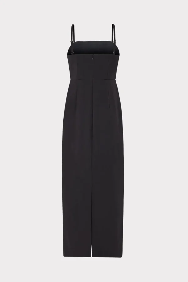 Guest Of Dresses-MILLY Allison 3D Rosette Cady Midi Dress Black