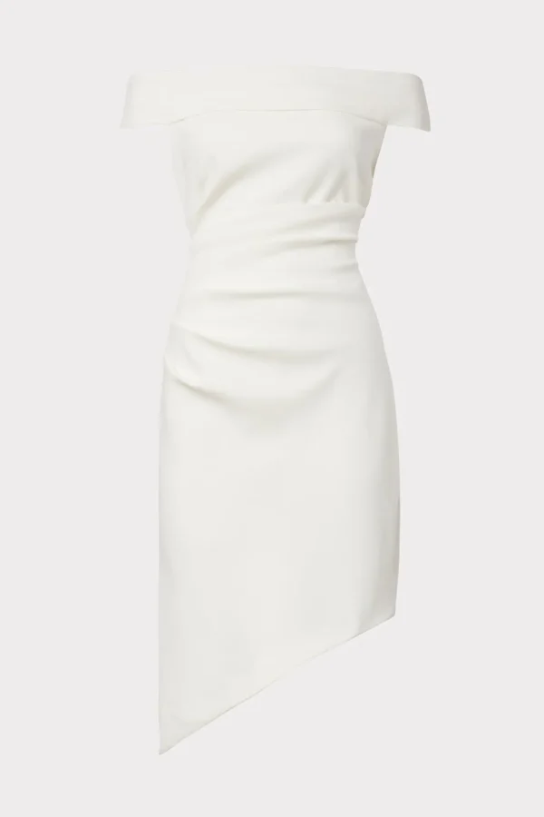 White Dresses-MILLY Ally Cocktail Dress Ecru