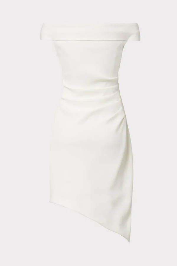 White Dresses-MILLY Ally Cocktail Dress Ecru