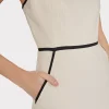 Guest Of Dresses-MILLY Amara Linen Contrast Midi Dress Natural