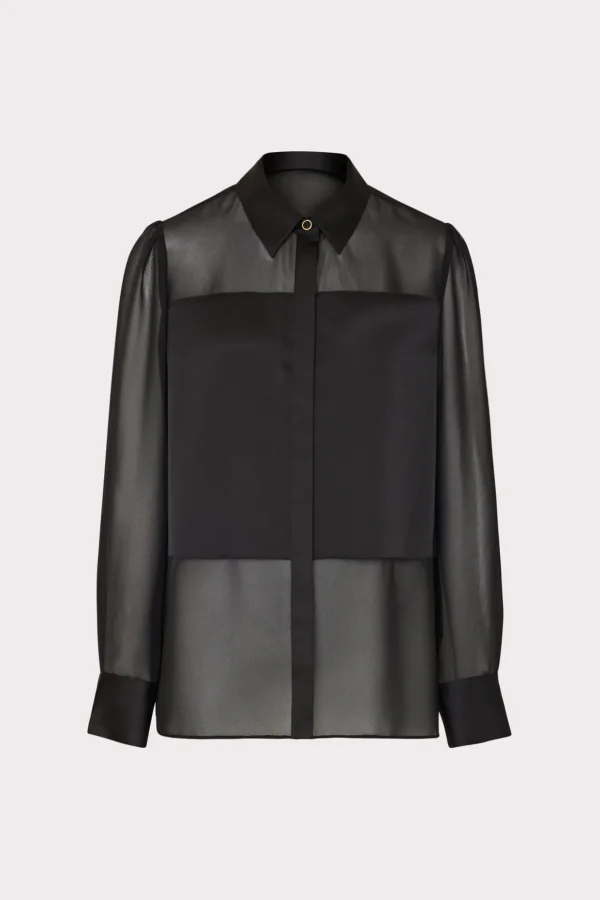 andy_satin_combo_button_u_0-2.webp Tops-MILLY Andy Satin Combo Button Up Blouse Black