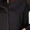andy_satin_combo_button_u_2.webp Jumpsuits & Rompers-MILLY Andy Satin Combo Button Up Blouse Black