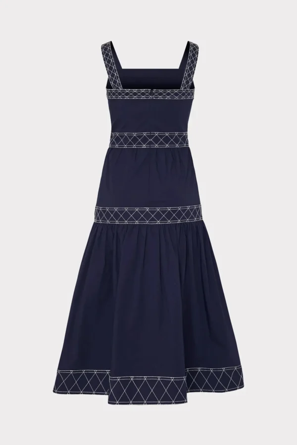 annette_poplin_midi_dress_1.webp Jumpsuits & Rompers-MILLY Annette Poplin Midi Dress Navy