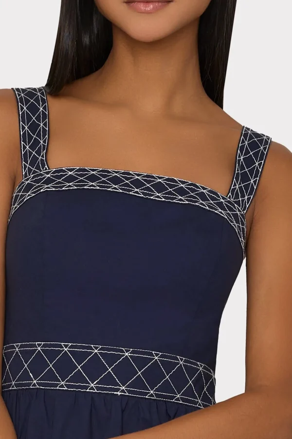 annette_poplin_midi_dress_3.webp Jumpsuits & Rompers-MILLY Annette Poplin Midi Dress Navy