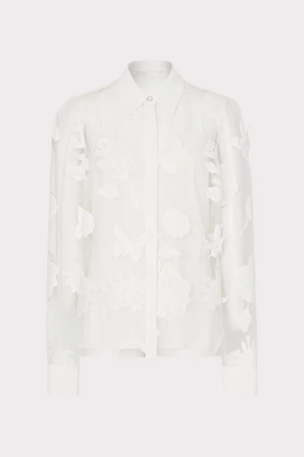 ashley_d_butterfly_embroi_0.webp Jumpsuits & Rompers-MILLY Ashley 3D Butterfly Embroidery Blouse White