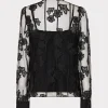 Jumpsuits & Rompers-MILLY Ashton 3D Butterfly Embroidery Blouse Black