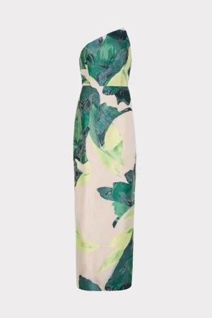 asymetrical_tropical_fore_0-2.webp Evening Gowns-MILLY Asymetrical Tropical Forest Jacquard Midi Dress Green Multi