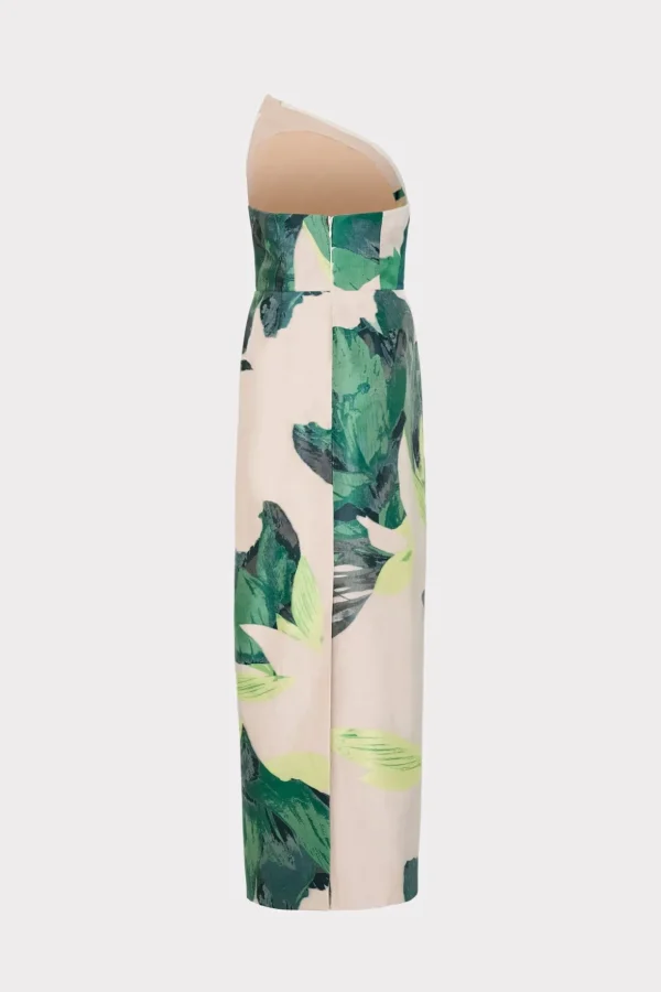 asymetrical_tropical_fore_4-3.webp Cocktail Dresses-MILLY Asymetrical Tropical Forest Jacquard Midi Dress Green Multi
