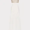 Jumpsuits & Rompers-MILLY Atalia Mirrored Embroidery Maxi Cover-Up Dress White/Gold