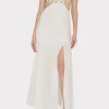 Cover-Ups-MILLY Atalia Mirrored Embroidery Maxi Cover-Up Dress White/Gold