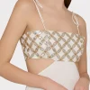 Jumpsuits & Rompers-MILLY Atalia Mirrored Embroidery Maxi Cover-Up Dress White/Gold