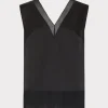 Tops-MILLY Avianna Satin Sleeveless Top Black
