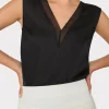 Tops-MILLY Avianna Satin Sleeveless Top Black