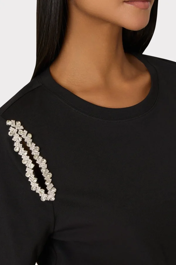 avril_crystal_trim_tee_2.webp Jumpsuits & Rompers-MILLY Avril Crystal Trim Tee Black