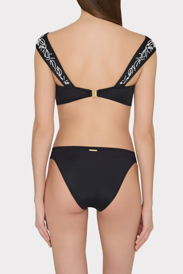 beaded_applique_bikini_bo_4.webp Jumpsuits & Rompers-MILLY Beaded Applique Bikini Bottom With Side Tabs Black