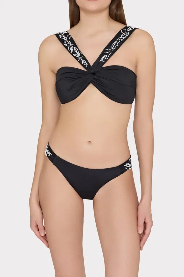 beaded_applique_shoulder__1.webp Jumpsuits & Rompers-MILLY Beaded Applique Shoulder Draped Bikini Top Black