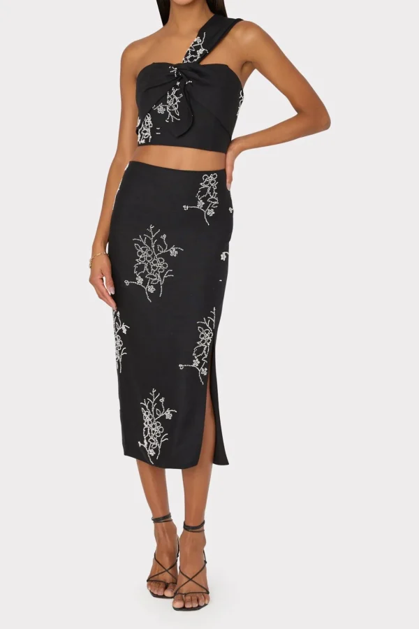 Tops-MILLY Beaded Embroidery Top Black