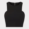 Tops-MILLY Cady Sleeveless Crop Top Black