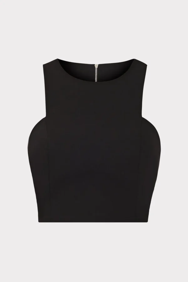 Tops-MILLY Cady Sleeveless Crop Top Black