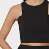 Tops-MILLY Cady Sleeveless Crop Top Black