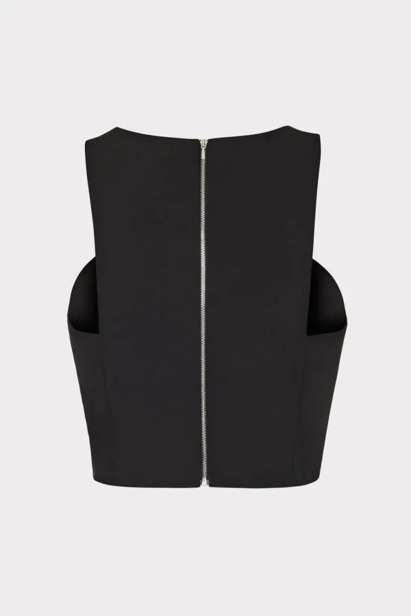 Tops-MILLY Cady Sleeveless Crop Top Black
