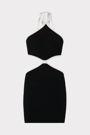 contrast_trim_halter_mini_0-2.webp Little Black Dresses-MILLY Contrast Trim Halter Mini Dress Black/Ecru