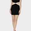Knit Dresses-MILLY Contrast Trim Halter Mini Dress Black/Ecru