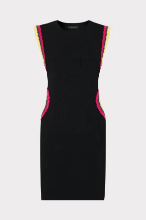 Knit Dresses-MILLY Crochet Cut Out Mini Dress Black Multi