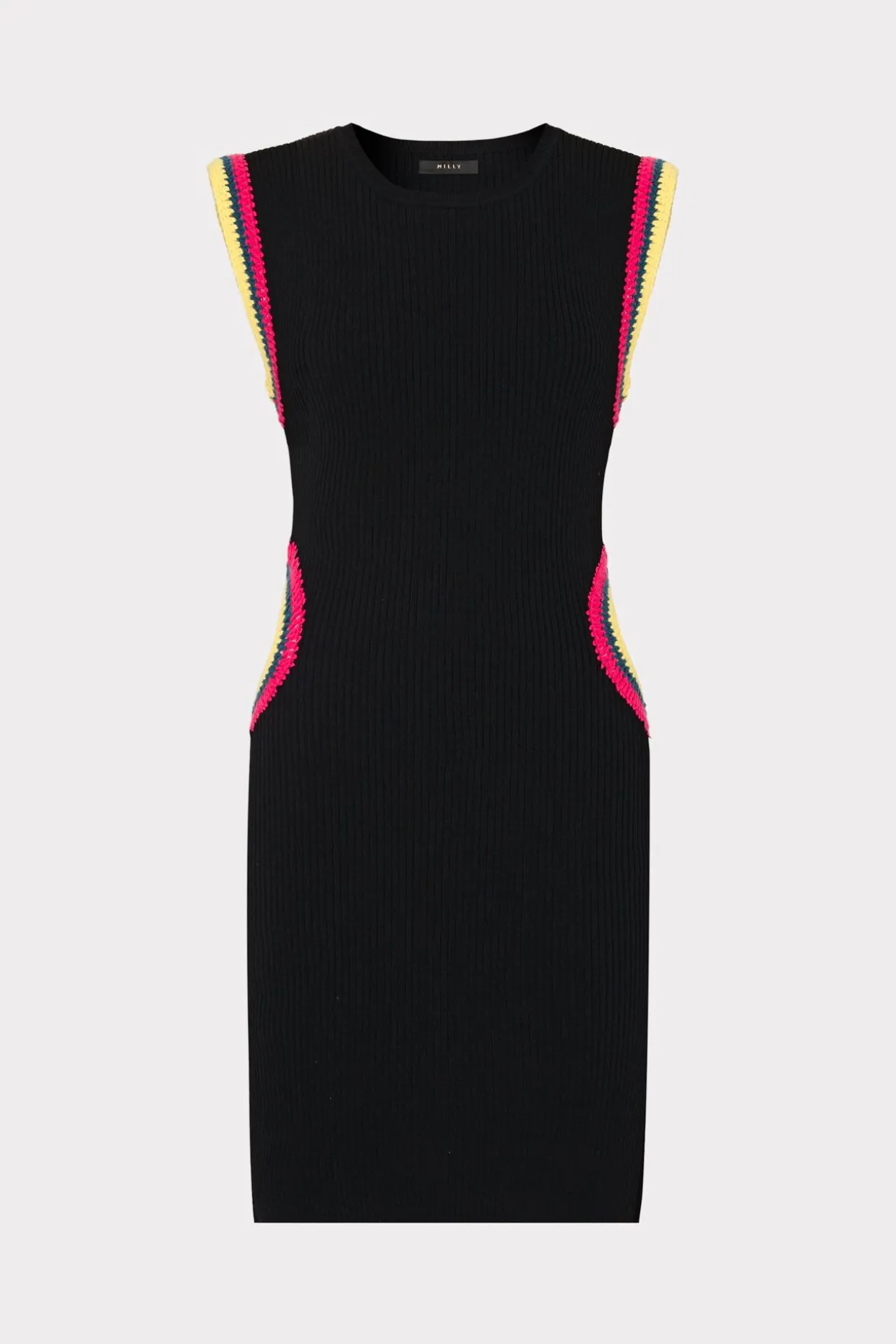 crochet_cut_out_mini_dres_0.webp Jumpsuits & Rompers-MILLY Crochet Cut Out Mini Dress Black Multi