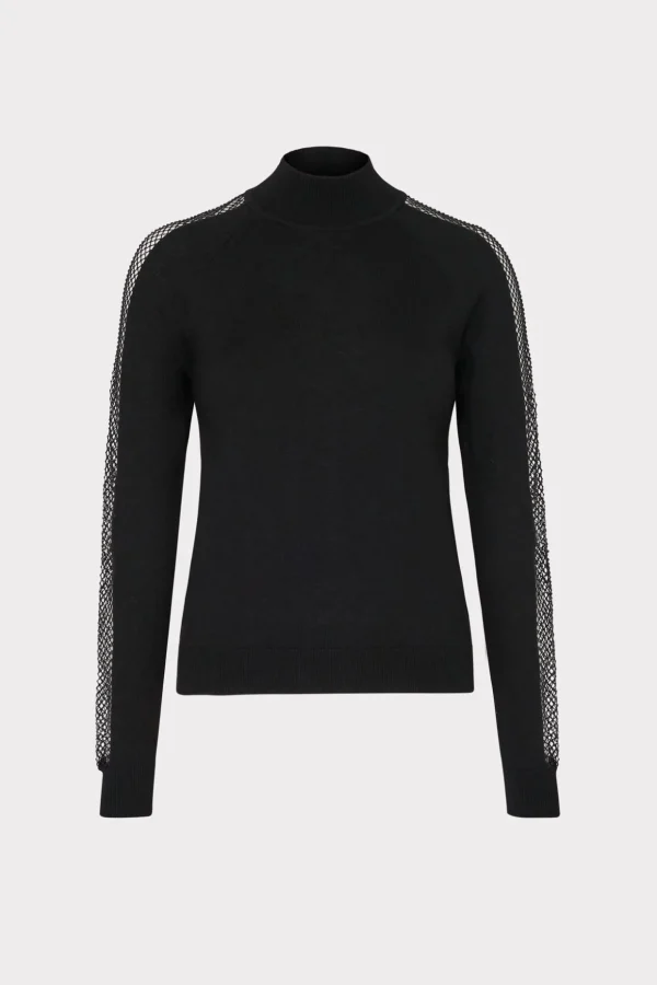 Tops-MILLY Crystal Racer Turtleneck Black