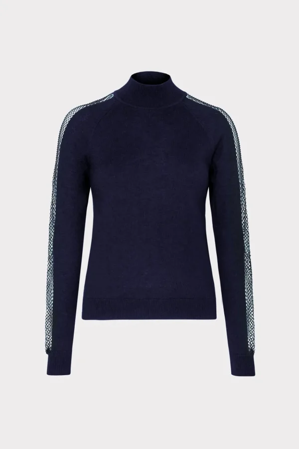 Sweaters & Knits-MILLY Crystal Racer Turtleneck Navy