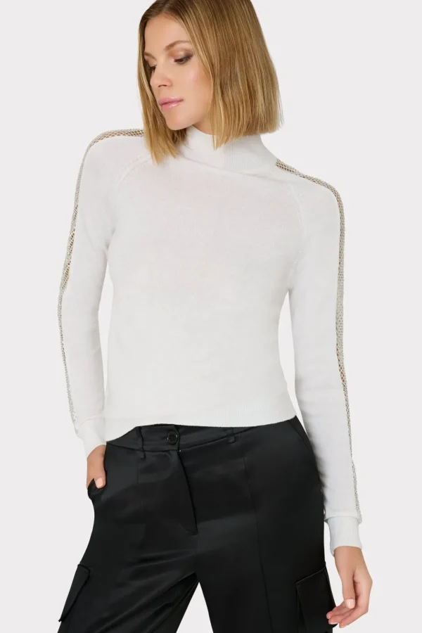 Tops-MILLY Crystal Racer Turtleneck Ecru