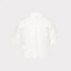 Cover-Ups-MILLY 3D Floral Cotton Eyelet Button Up Top White