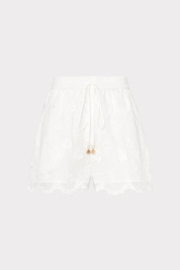 Jumpsuits & Rompers-MILLY 3D Floral Cotton Eyelet Shorts White