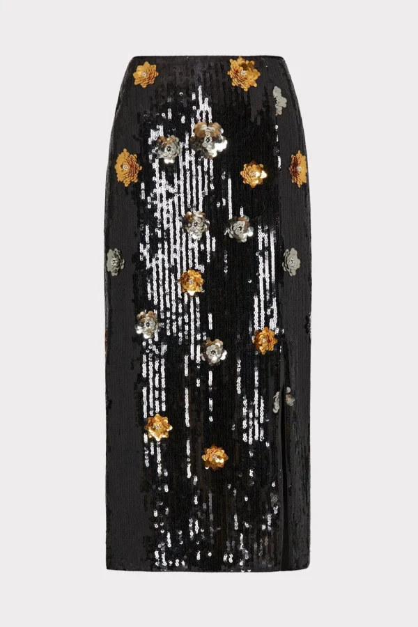 d_floral_sequins_skirt_0.webp Skirts-MILLY 3D Floral Sequins Skirt Black Multi