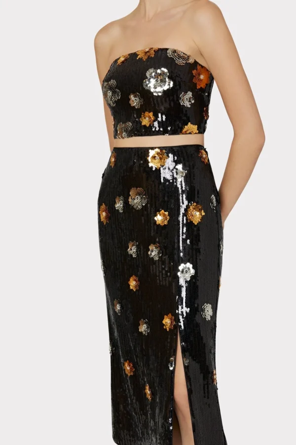 d_floral_sequins_skirt_2.webp Skirts-MILLY 3D Floral Sequins Skirt Black Multi
