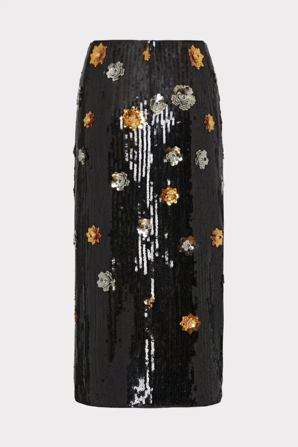 d_floral_sequins_skirt_3.webp Skirts-MILLY 3D Floral Sequins Skirt Black Multi