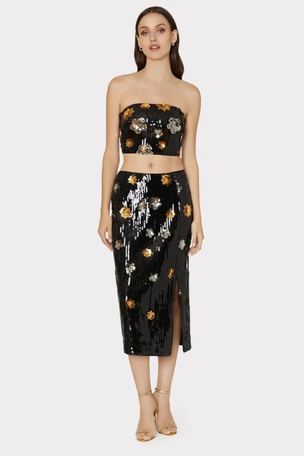 d_floral_sequins_straples_1.webp Tops-MILLY 3D Floral Sequins Strapless Top Black Multi