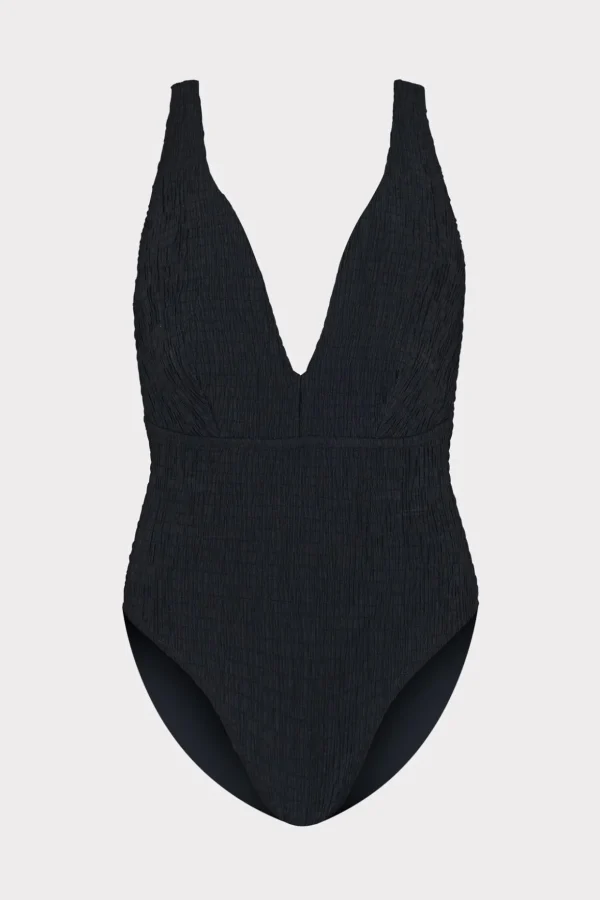Jumpsuits & Rompers-MILLY Deep Dive One Piece With Smocking Black