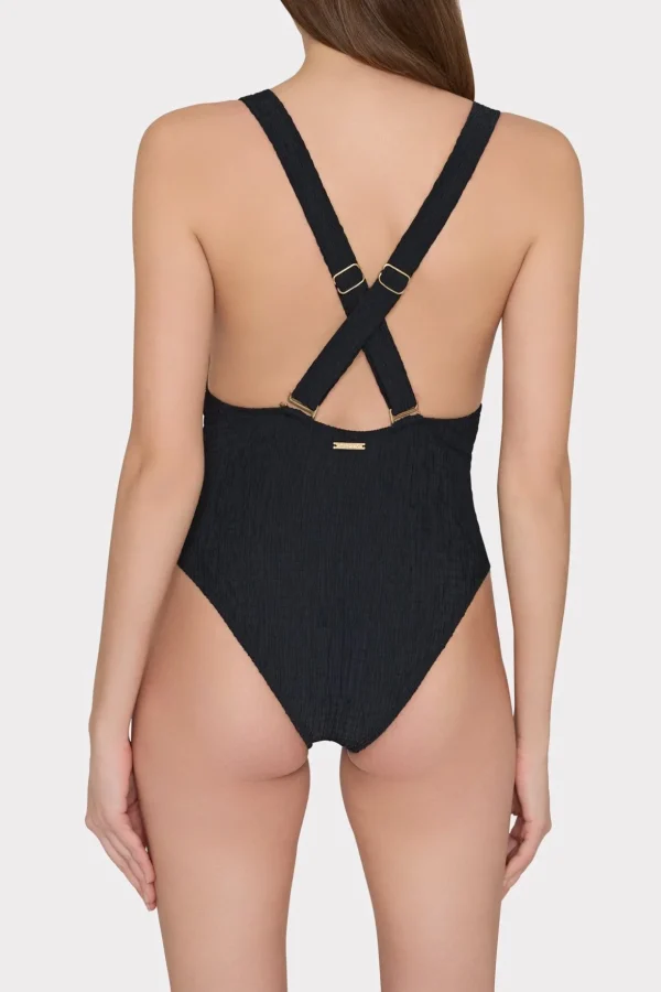 Jumpsuits & Rompers-MILLY Deep Dive One Piece With Smocking Black